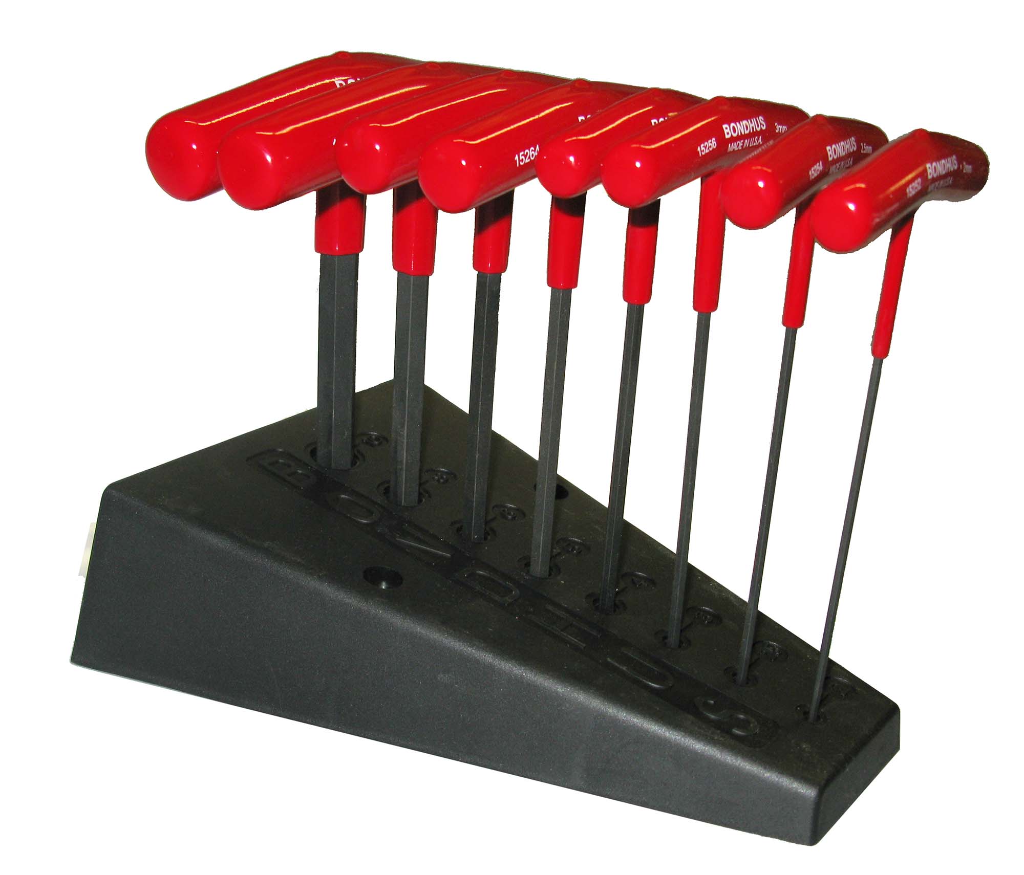 Bondhus 15289  6" Long, Metric T Handle Hex Key Set 2mm to 10mm with stand, set of 8