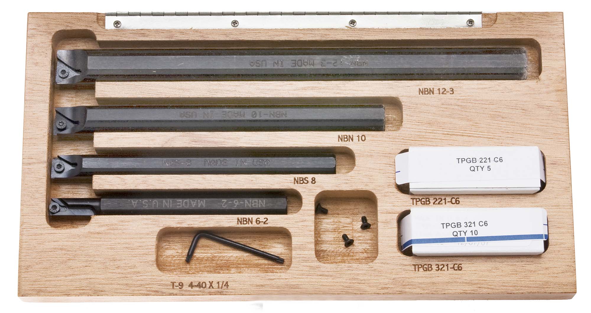 Indexable Boring Bar Set with Wood Case