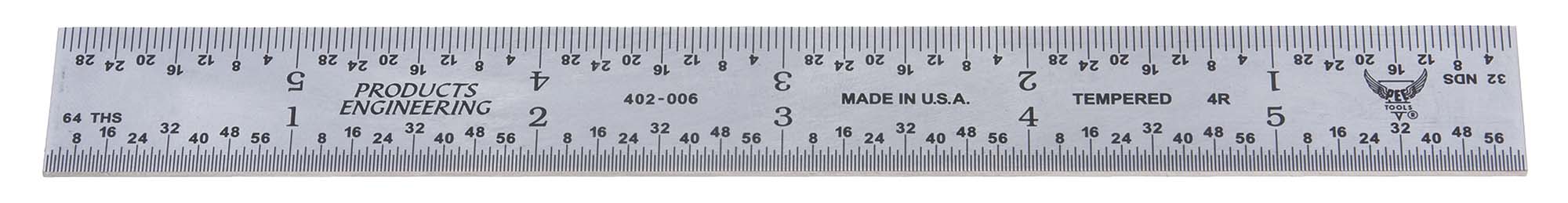 PEC Tools 262-006 6" Inch/MM USA Rigid Steel Rule, reads 32nds, 64ths, 1mm, 1/2mm PEC Tools 262-006 6" Inch/MM USA Rigid Steel Rule, reads 32nds, 64ths, 1mm, 1/2mm