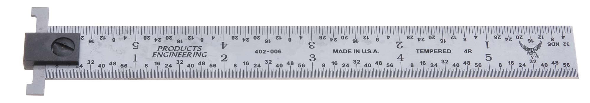 PEC Tools 262-H12 12" Inch/MM Hook Rule, reads 32nds, 64ths, 1mm, 1/2mm.