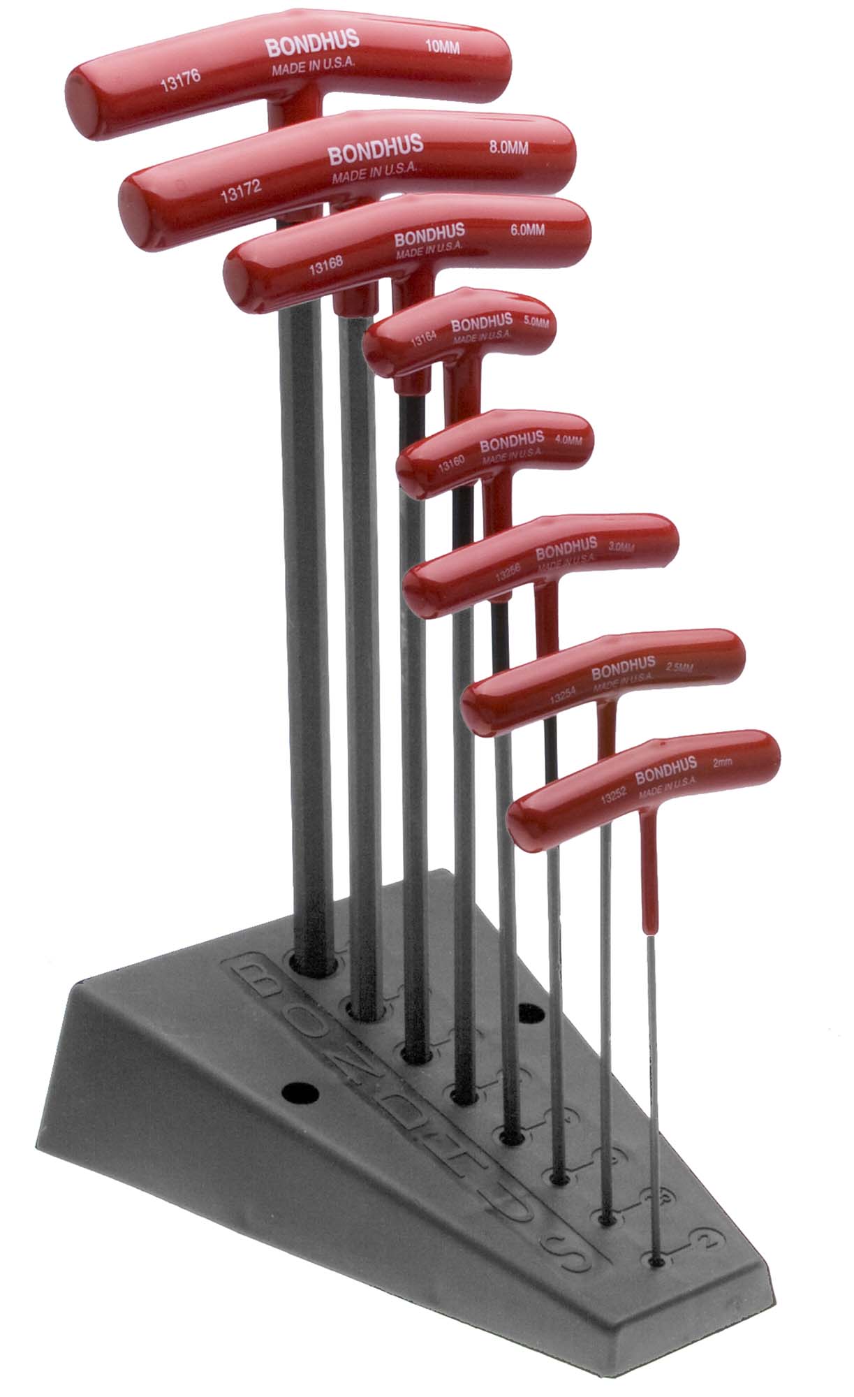 Bondhus 13189 2-10 mm T-Handle MM Hex Key Set with Stand BTX-80M/S