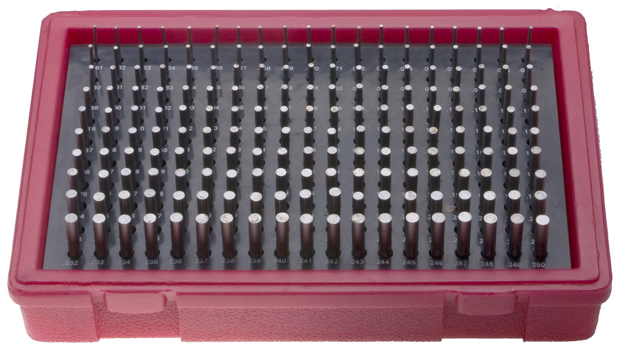 MC-2-M.251-.500" by .001" Minus Tolerance Pin Gage Set - 250 Gages