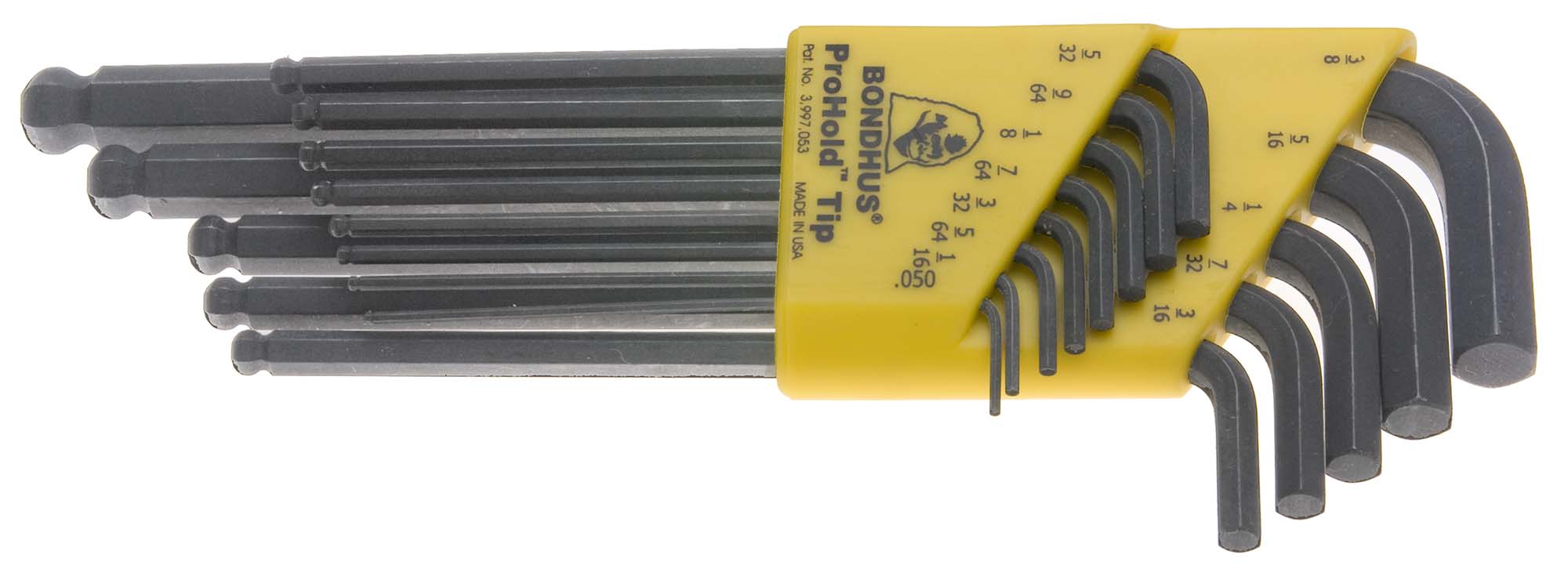 Bondhus 74937 .050- 3/8" Pro-Hold L Balldriver Hex Key Set