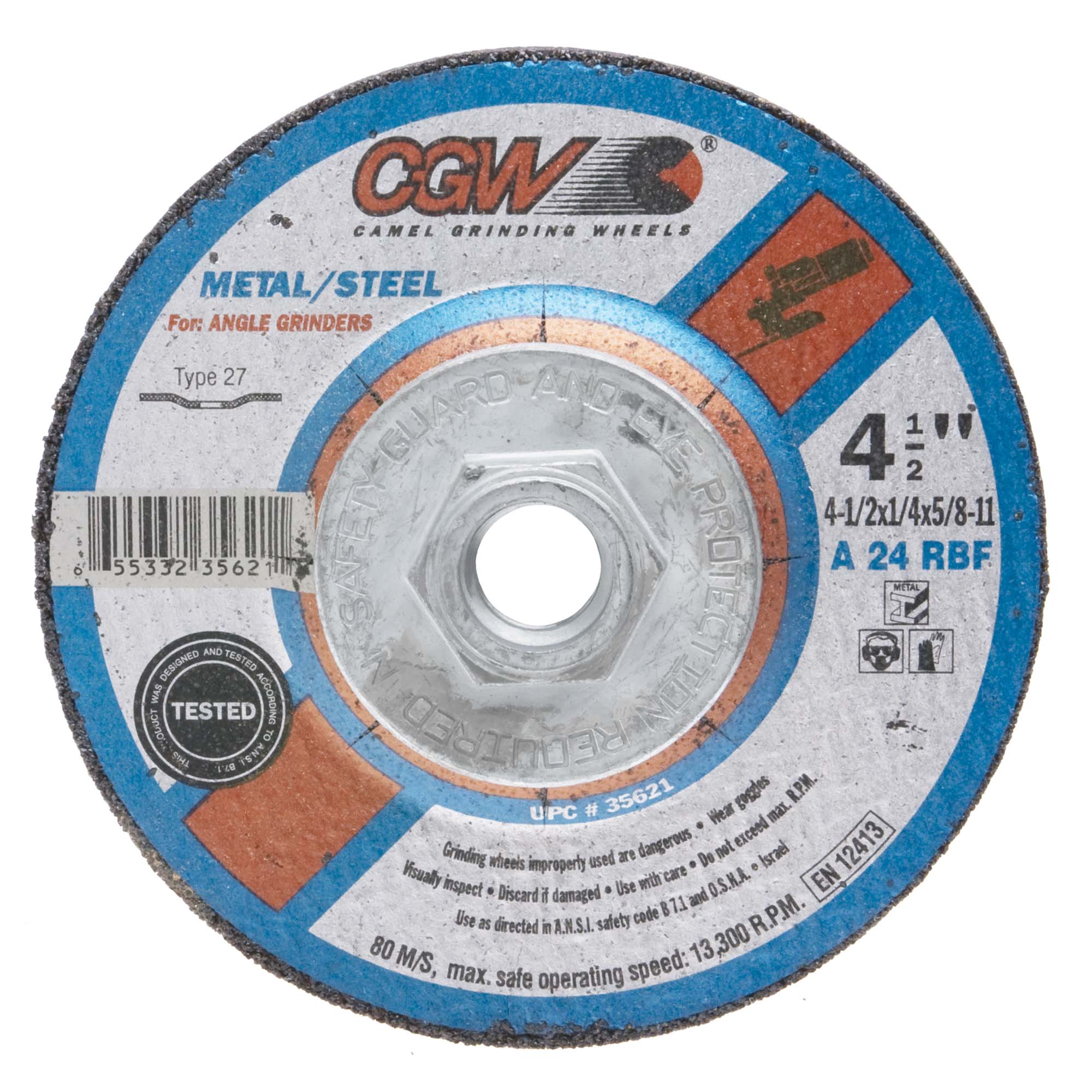 CGW Depressed Center Grinding Wheel, 4 x 1/4 x 5/8