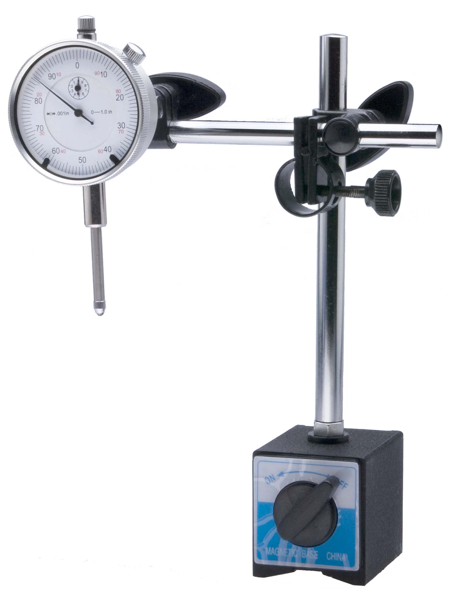 Set ST-01 including MB-F Magnetic Base with fine adjustment and Top Japanese 1" travel, .001" Dial Indicator Set ST-01 including MB-F Magnetic Base with fine adjustment and Top Japanese 1" travel, .001" Dial Indicator