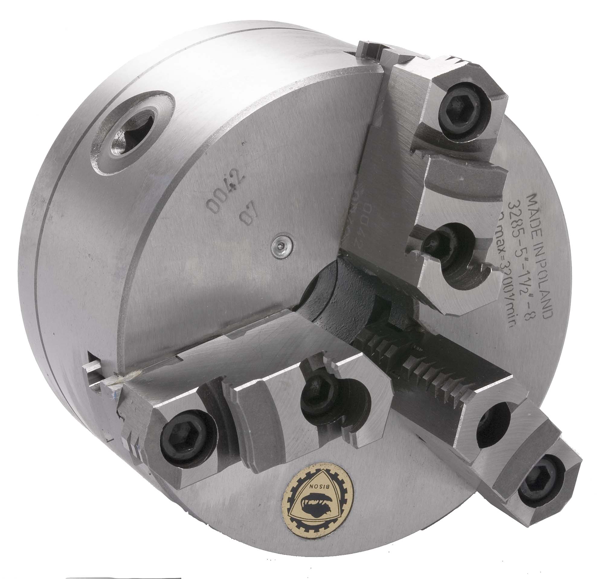 Bison 7-805-0853 8" 3-Jaw Universal Lathe Chuck with 2 1/4-8 Threaded Back Bison 7-805-0853 8" 3-Jaw Universal Lathe Chuck with 2 1/4-8 Threaded Back