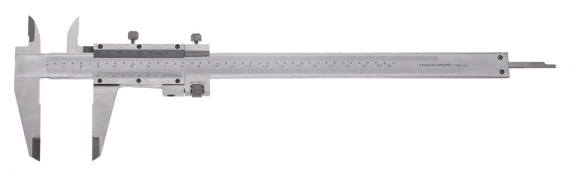 8" VME Vernier Caliper with Fine Adjustment, .001", 1/50mm