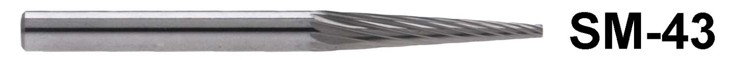 1/8" Shank Carbide Burr. SM-43. Cone Shape. 1/8" head diameter, 5/8" head length (PACK OF 2)