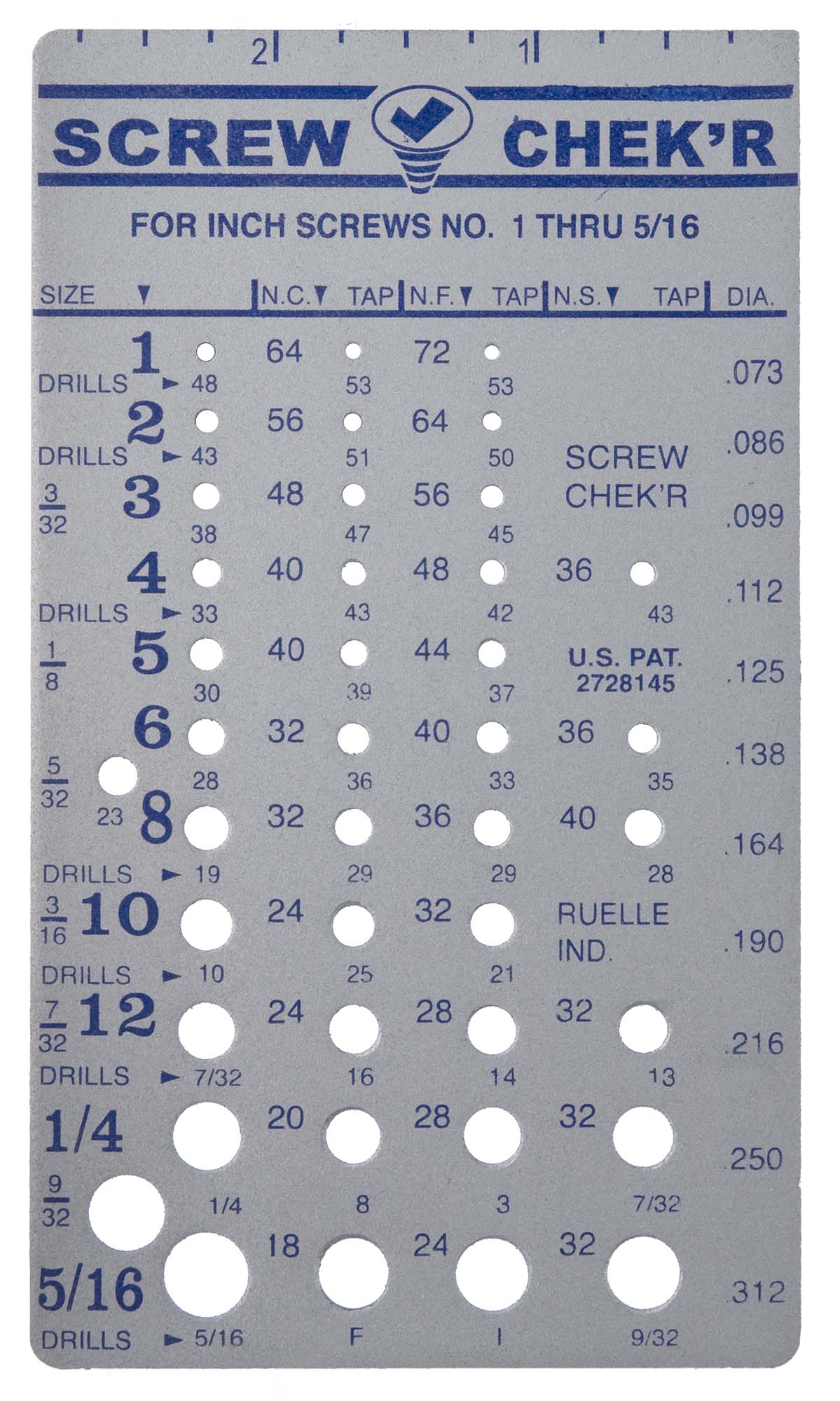 #1 thru 5/16" Screw Checker