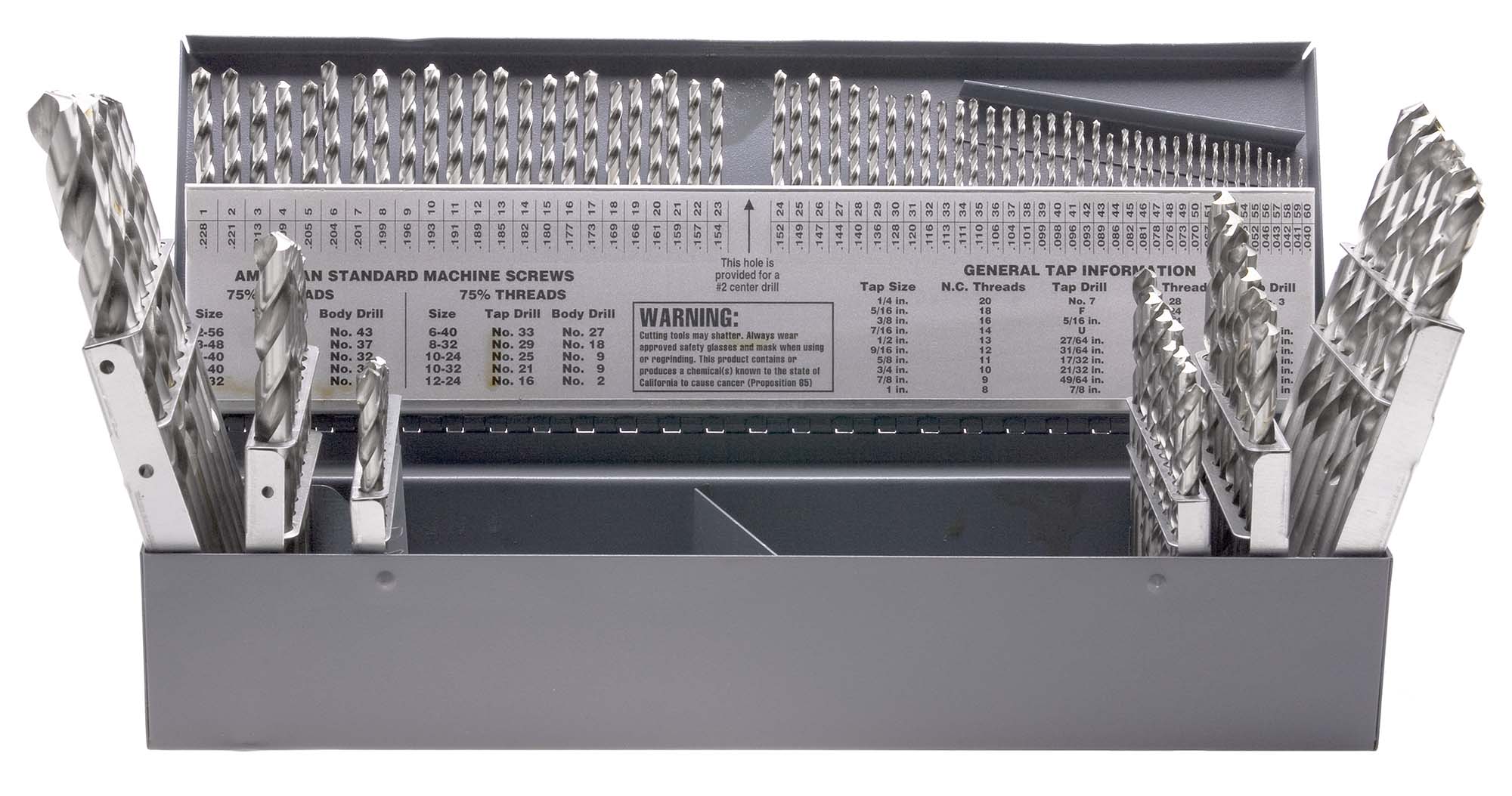 USA HSS Jobber Drills: 3-in-1 Combo Set, 115 bits (1/16"-1/2" by 64ths, A-Z, #1-60)