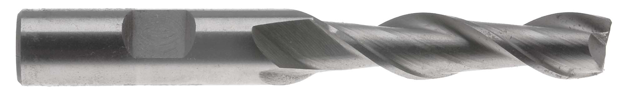 EM-AL10A  5/16"  Long Aluminum Cutting 2 Flute End Mill with High Helix Flutes, 3/8" shank, High Speed Steel