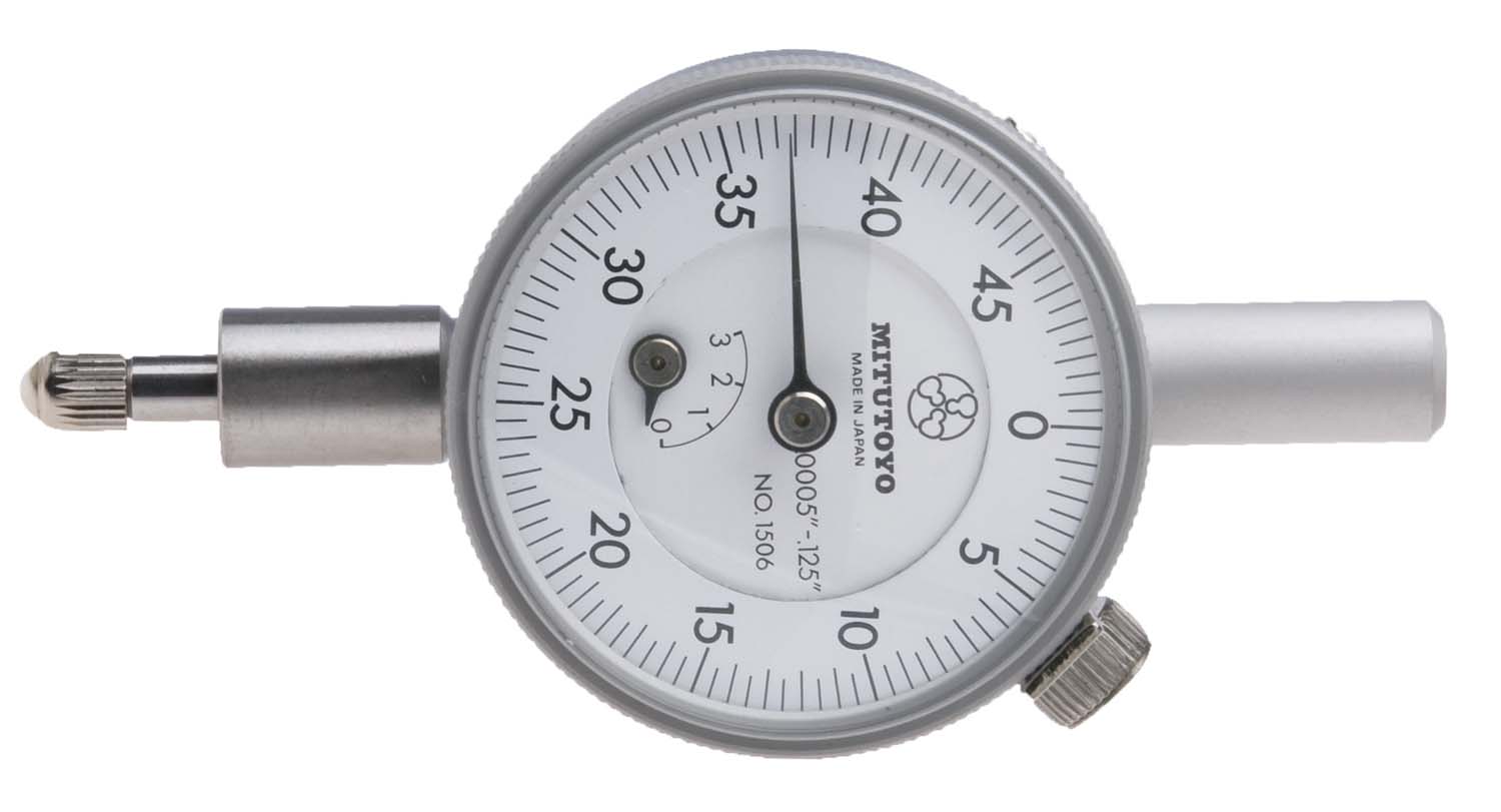 .125" Mitutoyo Dial Indicator 1506A, 1.6" Diam Face