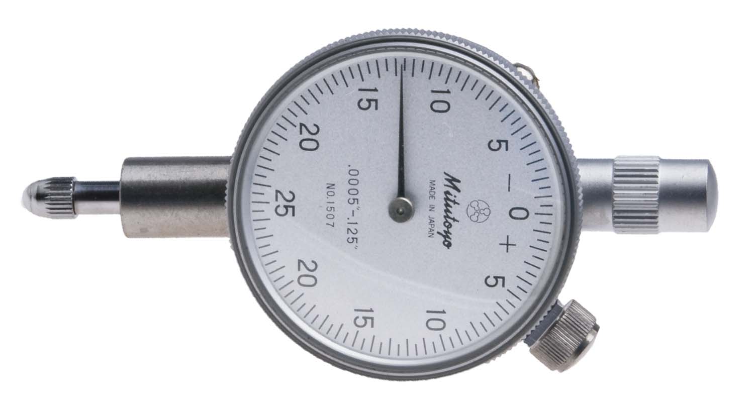 .125" Mitutoyo 1507S Dial Indicator, 1.6" Diam Face