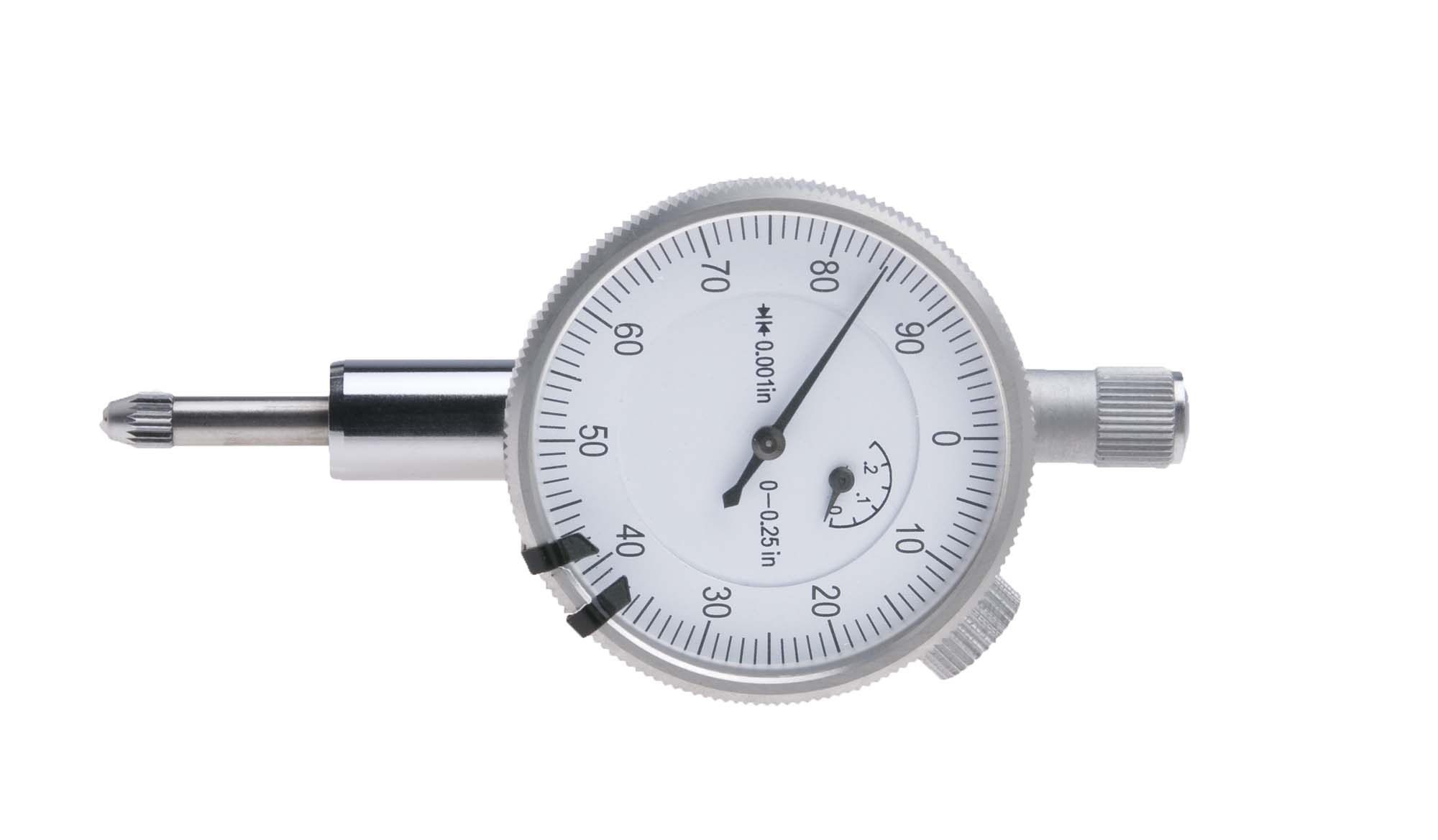 VDI-250 .250" Dial Indicator, 1.6" Diameter Face, reads .001" VDI-250 .250" Dial Indicator, 1.6" Diameter Face, reads .001"