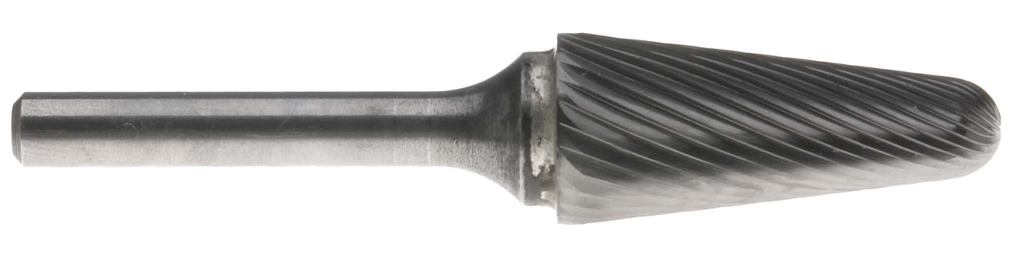 3/8" Style L 14 degree Taper Shape with Radius End 1/4" Shank Single Cut Carbide Burr  SL-3